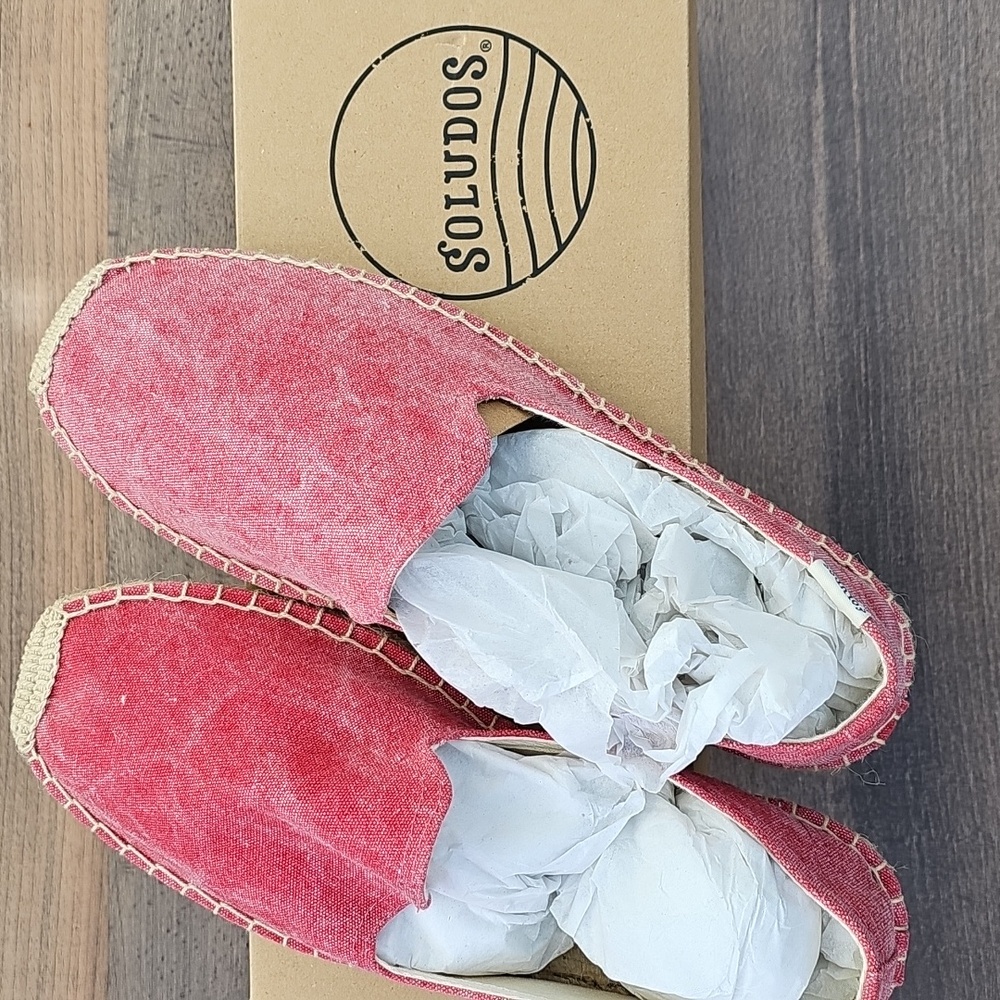 Soludos Smoking Slipper Washed Canvas Red Mens US 8 NEW NIB